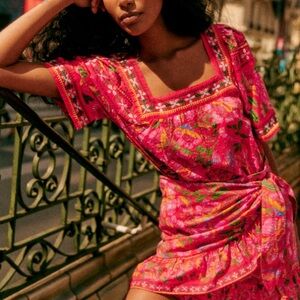 Sezane Farm Rio Pink Floral Blouse